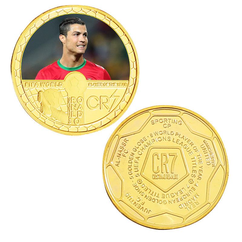 Cristiano Ronaldo / Football - 6 Gold Plated Coins With Display Box Cristiano Ronaldo / Football - 6 Gold Plated Coins With Display Box
